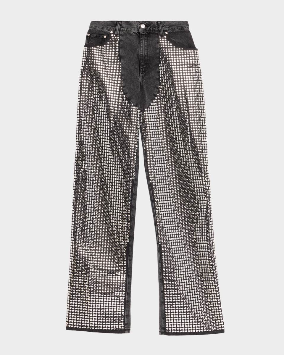 Mirror Studded Straight-Leg Jeans